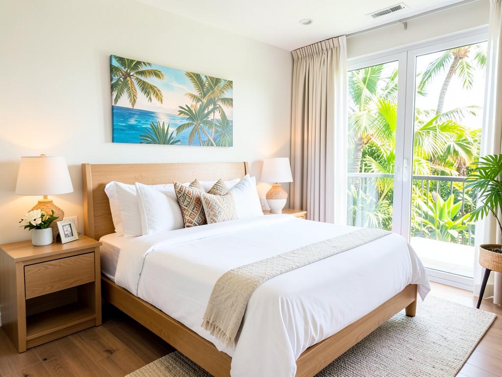 Guest-ready vacation rental living space cleaned and staged